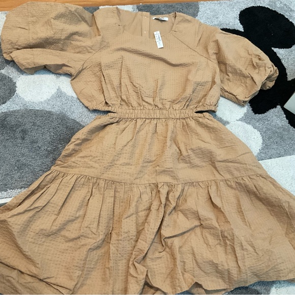 Madewell Seersucker Puff-Sleeve Cutout Mini Dress - Picture 5 of 7